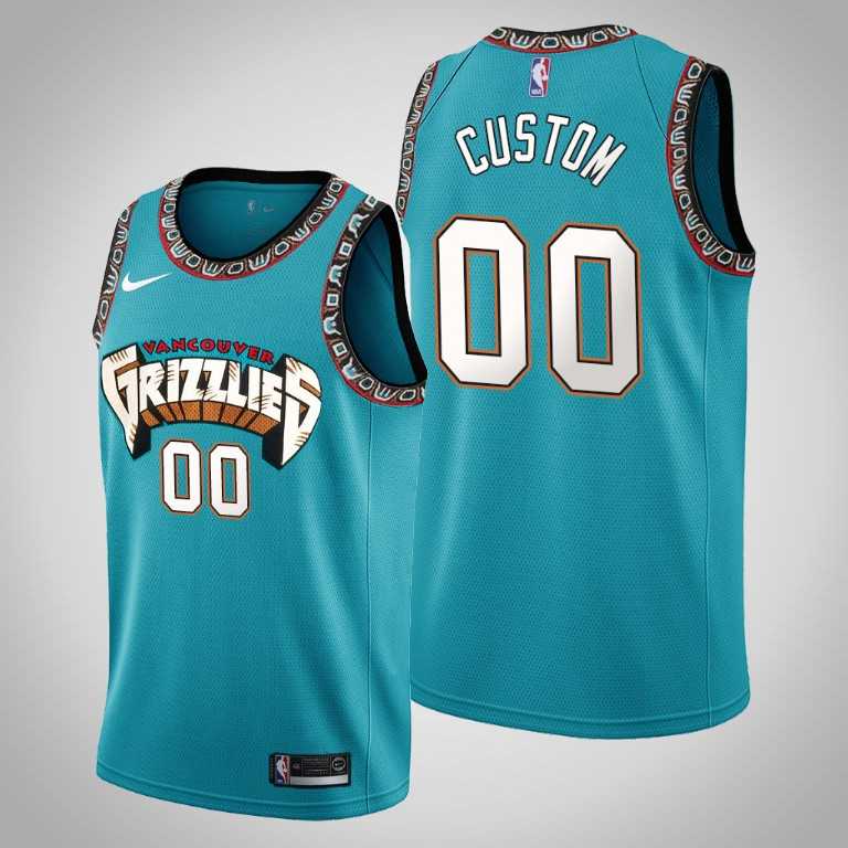 Men & Youth Customized Memphis Grizzlies #00 Teal 25th Season Vancouver Throwbacks Jersey->customized nba jersey->Custom Jersey